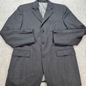 Calvin Klein Woolmark Wool Blazer Charcoal Gray Mens 44L Business Suit Jacket